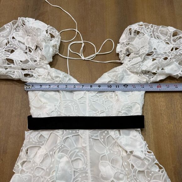 For Love & Lemons Marlene Lace Midi Dress XS White‎ Heart Embroidered Belt - Picture 5 of 14
